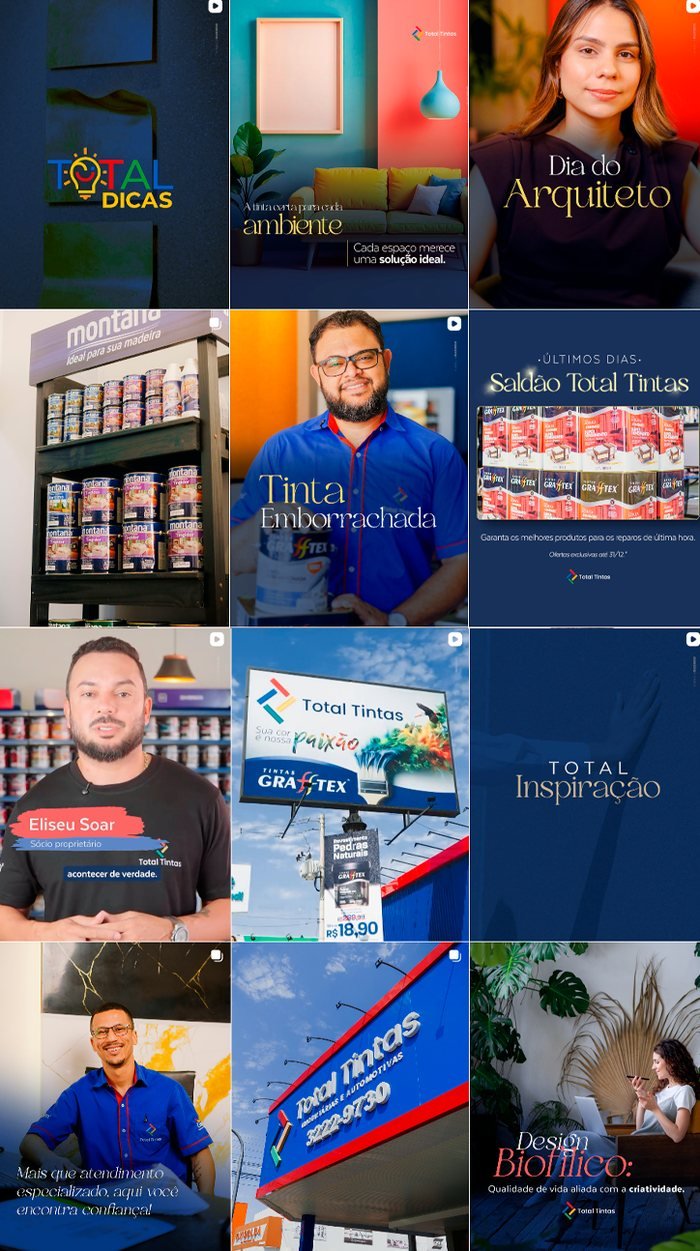 Feed do Instagram criado para a Total Tintas